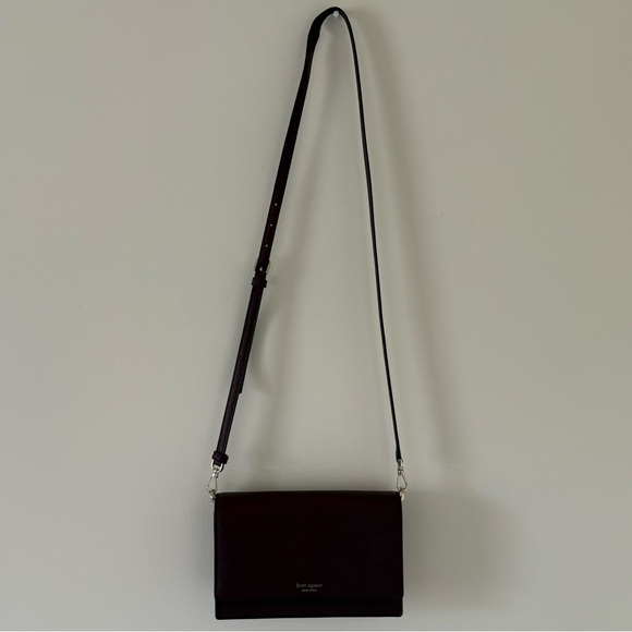 Kate Spade Leather Crosbody Purse Deep Burgundy Maroon - Picture 3 of 9